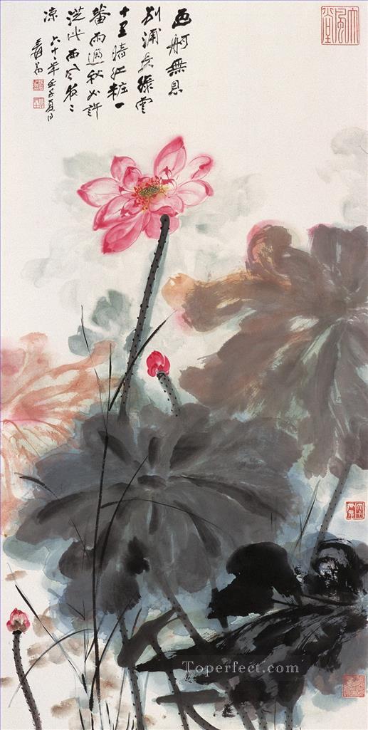 Chang dai chien ロータス 25 伝統的な中国油絵